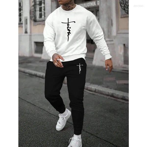 Men's Tracksuits S Mens Tracksuit Printing Sweatshirt Jogging Sweatpants Casual Sports Tops Pants Man Clothing Street Hip Hop Sportswear