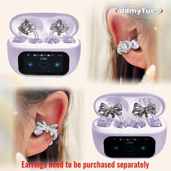 Headphones Bow Butterfly Earrings Fashion Design Earphones TWS Bluetooth HiFi Sound Quality Earbuds For Android IOS labubu M100 ddmythur