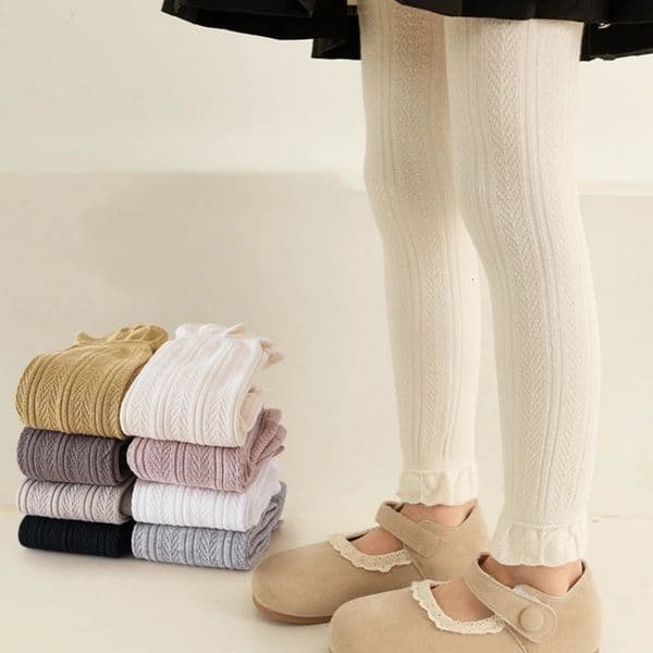Spring Autumn Baby Girls Stretch Tight Leggings Cotton Solid Ruffle Ribbed Toddler Kid Pants for 18 years 250901
