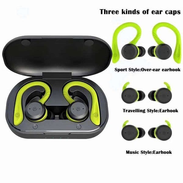 IPX Waterproof Wireless Headset Bluetooth Earphone Dual Wear Style Sport Running Stereo Headphone Long Play Time Mic Earbuds