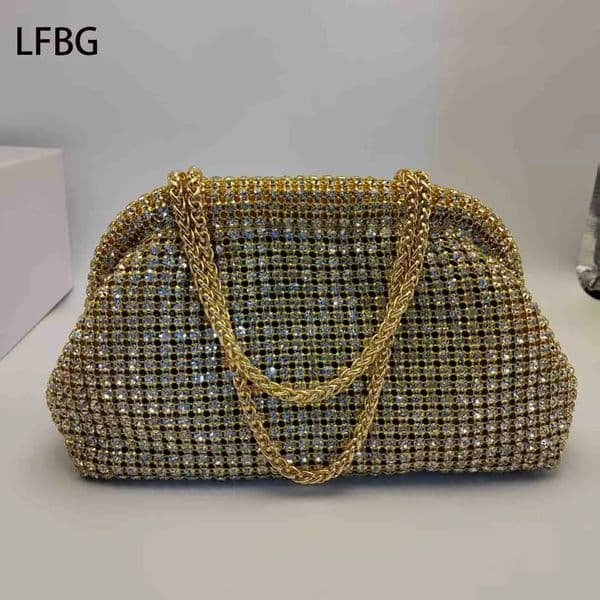 Evening Bag Gold Cloud Clutch Rhinestone Purse Wedding High Quality Bridal 250901BJ