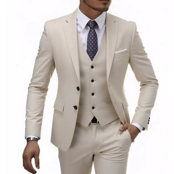 US Size Suit Blazer Waistcoat Trousers Men Fashionable Business British Style Solidcolor Banquet Host Casual Wedding Suit 250901BJ