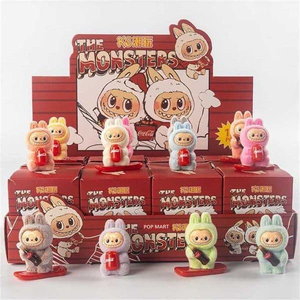 Coke Labubu Flocked Small Figurine Childrens Toy Pop Mart Stall Trendy Toy Blind Bag Blind Box JJ9Z