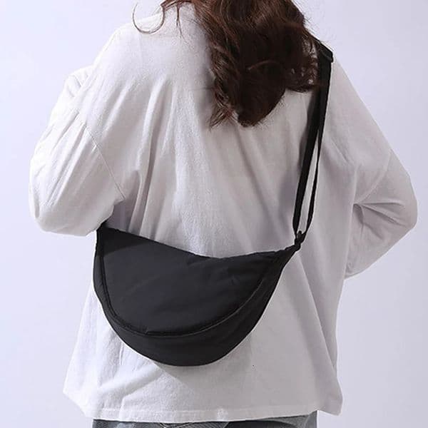 Solid Color Womens Portable Shoulder Bag Simple Female Nylon Cloth Padded Crossbody Bags Travel Purse Handbags Messenger Bag 250901BJ