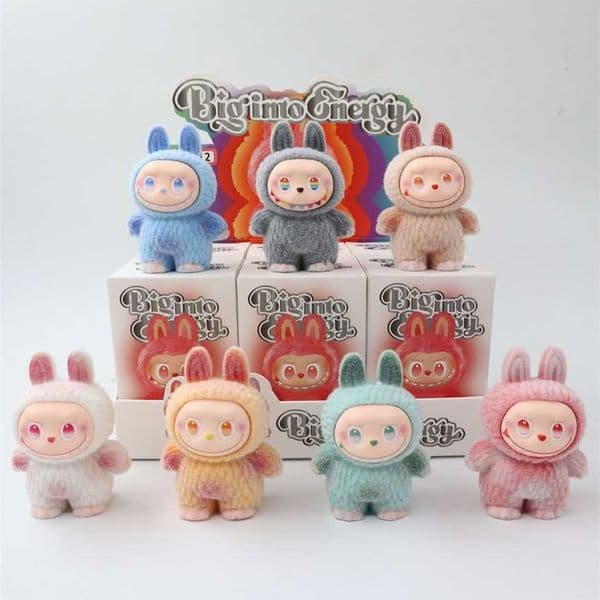 Bubble Mart Flocked Labubu Blind Box Figurine Resin Large Handheld Trendy Toy Blind Bag Doll