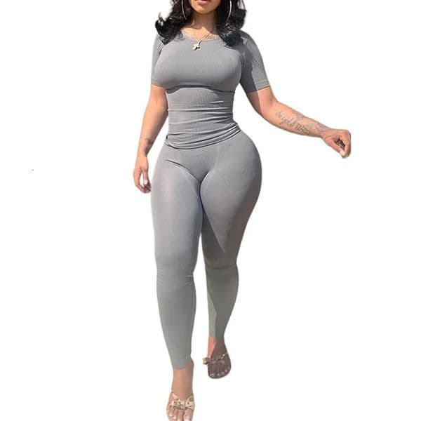 Lounge Wear Ribbed Casual 2 Piece Summer Shorts Set For Women Sleeve TopElastic Leggings Outfits 250902BJ