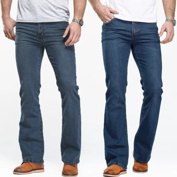 Mens Boot Cut Jeans Slightly Flared Slim Fit Blue Black Trousers ner Classic Male Stretch Denim Pants 250902BJ