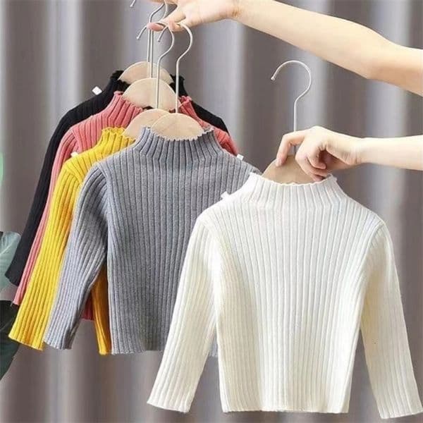 High Neck Baby Sweaters Autumn Winter Kids Boys Girls Long Sleeve Pure Color Knit Sweater Baby Kids Boys Girls Pullover Sweaters250901wwBJ