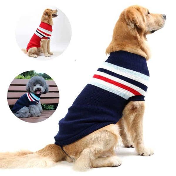 Stripe Big Dog Sweater Winter Warm Pet Clothes for Small Large Dog Chihuahua Golden Retriever Coat Puppy Suit Dogs Pets Clothing Z250902