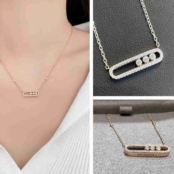 Pendant Necklaces Designer ss Luxury Messi necklace Card Smart Three Diamond Necklace for Women Pure Silver 925 Silver Light Luxury High-end Feel AA L260527