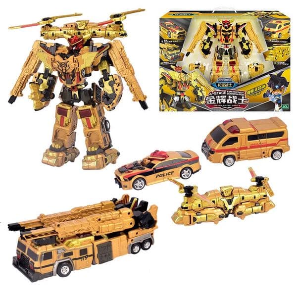 4 IN 1 Golden Tobot Justice Giant V Transforming Robot to Car Toys Korea Cartoon Brothers Anime Tobot Transformation Car Toy 250901BJ