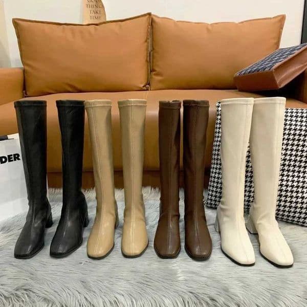 Autumn New Women Knee High Boots Outdoor Fashion Anti Slip Shoe Thick Heeled Skinny Ladies Boot Casual Comfortable Shoes Botas W250902