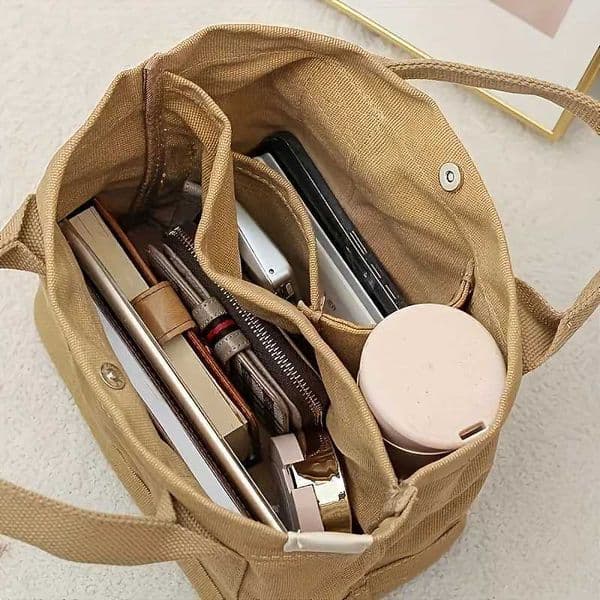 Solid Color Tote Bag Simple Vegan WomenS Casual Handbag Bento Bag Z250902