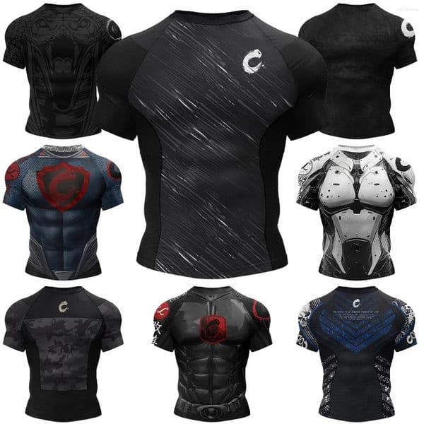 Men's T Shirts Sell 3Digital Printed MMA BJJ Rash Guard Compression Shirt For Grappling Wrestling Daily No-Gi Fitness Tee