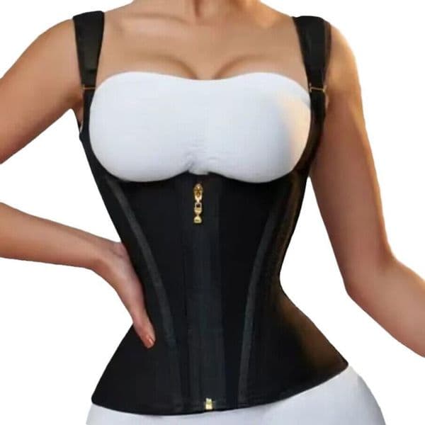 Waist Trimmer Corset for Women Tummy Control Shapewear with Hook & Zipper Body Sculpting and Slimming Fitness Workout Girdle with Adjustable Shoulder Straps