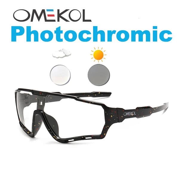 OMEKOL Men Women Mtb Pochromic Bicycle Eyewear Bike Baseball Sun Goggles Sports Sunglasses Cycling Glasses 250901BJ