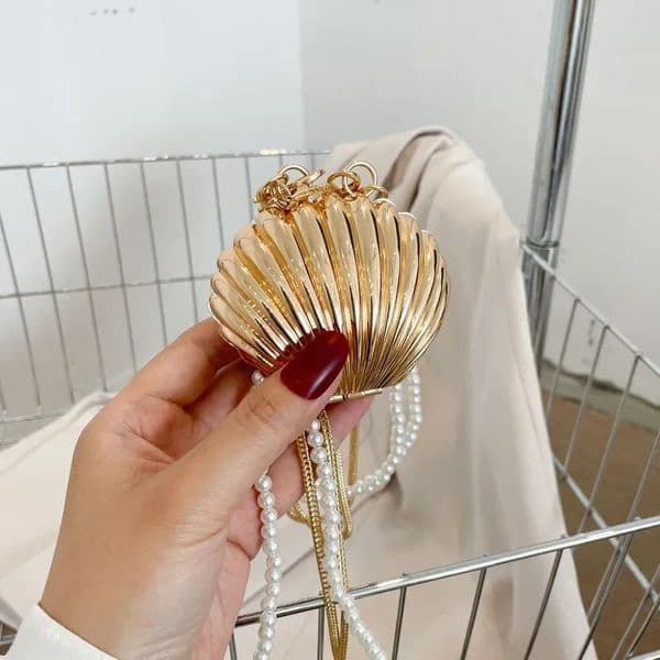 Summer Lipstick Bags for Women Fashion Pearl Mini Purse Crossbody Bag High Quality Gold Shell Bag er Shoulder Bag 250901BJ