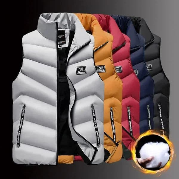 Winter Warm Mens Jacket Sleeveless Zipper Vest Solid Casual Vests Male Cotton-Padded Thickened Stand Collar Wear Outside 250823