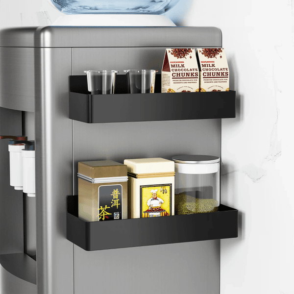Hooks Strong Magnetic Shelves 2 Layers Black White Storage Rack Kitchen Plastic Spice Seasoning Organizer For Refrigerator Microwaves