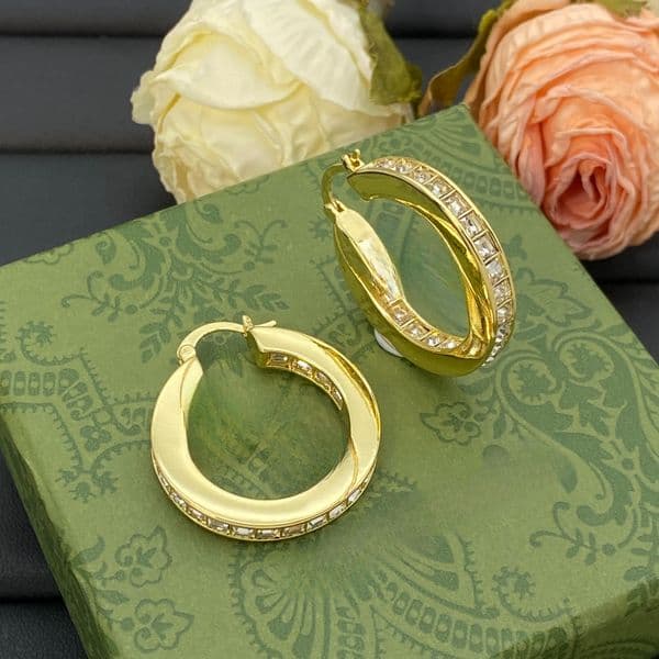 Luxurious Golden Letter Earrings High-quality Designer Earrings Diamond Letter Decoration Elegant Style Wedding Party Gift Valentine's Day Gift