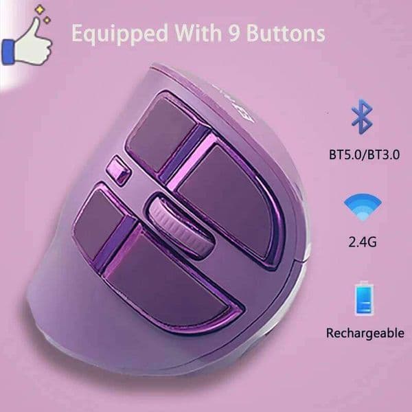 Jomaa Bluetooth G USB Wireless Vertical Right Hand Rechargeable Mouse for Tablet Laptop Notebok Ergonomic Mice
