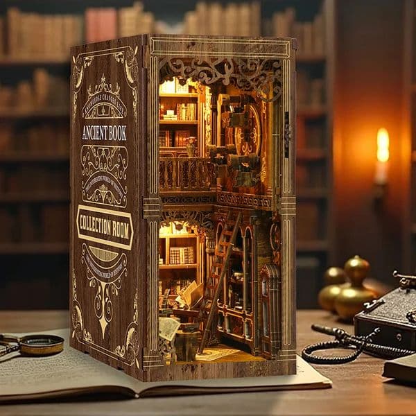 Wooden Mini Doll House DIY Book Nook Kit Assembly Model 3D Puzzle Bookend Toys Bookshelf Insert Decor With LED Light Xmas Gifts 250902BJ