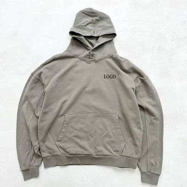 Men's Clothing High Quality 350Gsm Brand Button Pocket Hoodie