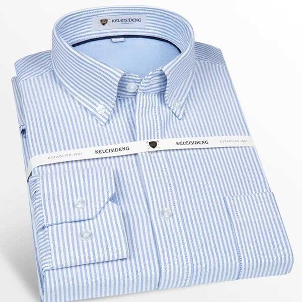 Mens Long Sleeve Thick Cotton Oxford Shirts with Front Pocket High Quality Smart Casual Stripe Plaid Button Down Dress Shirt X250903