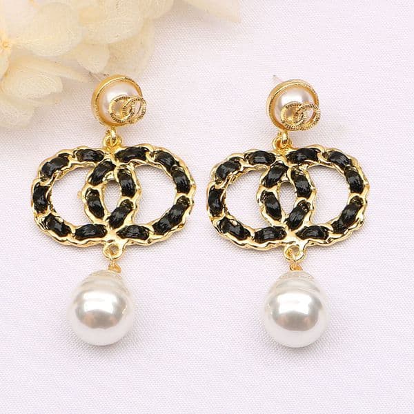 Designer Earrings Diamond Pearl Stud Earrings Brand C Letter Dangle Earrings Woman Jewelry Accessories Birthday Christmas Gifts