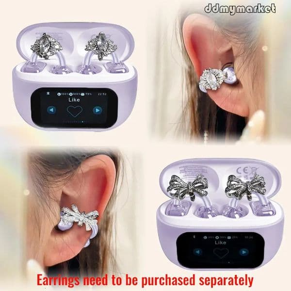 Hyundai Bluetooth Earring Headphones - Fashion Butterfly Design TWS Earbuds HiFi Sound for Android/iOS ddmymarket
