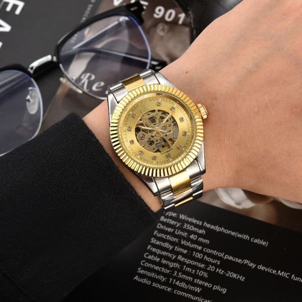 Menwomen ROL watches series hollow out automatic mechanical movement watch high quality stainless steel watchband Wristwatches #130