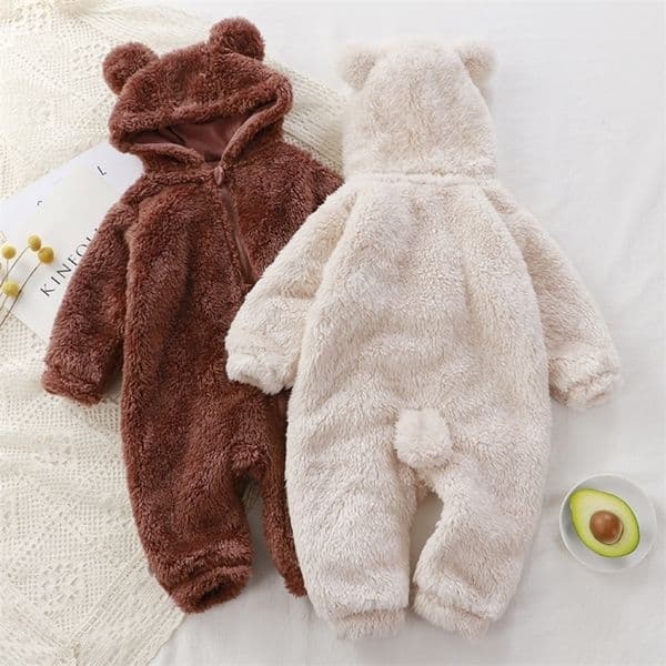 Winter Baby Clothes Cute Cartoon Bear Baby Rompers Pajamas Cotton Infant Boy Girls Animal Costume Zipper Jumpsuit 024 Months250902BJ