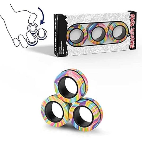 Magnetic Rings Fidget Toy Set Adult Fidget Magnets Spinner Rings Fidget Pack Great Gift for Adults Teens Kids 3PCS W250903
