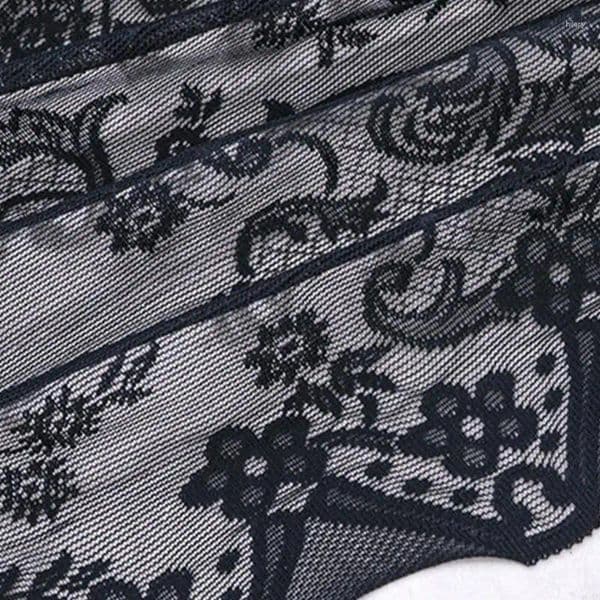 Curtain D0AC Gracefuls Laces Valance With Beadeds Accent And Florals Embroidery For Enhancing Bedroom Or Living Room Ambiances