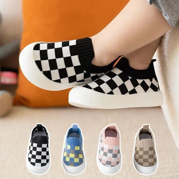 Spring Slipon Toddler Baby First Walkers Boys Girls Autumn NonSlip Classic Plaid Sneakers Sport Shoes 250902