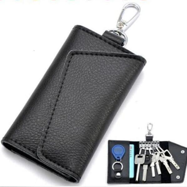 Portable Leather Housekeeper Holders Car Keychain Key Holder Bag Case Unisex Wallet Cover Simple Solid Color Storage 250903BJ
