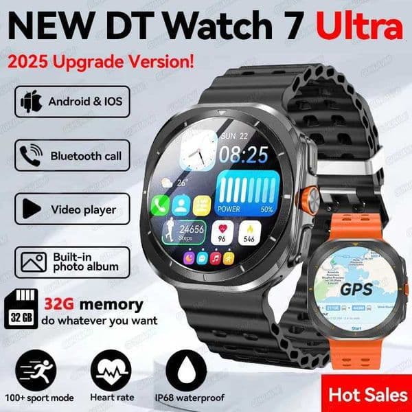 Hot Sales 2025 New DT Watch 7 Ultra 47mm SmartWatch 32GB Memory GPS trackr NFC etooth Call Outdoor Sport Smartwatch Men WomenXJ250903