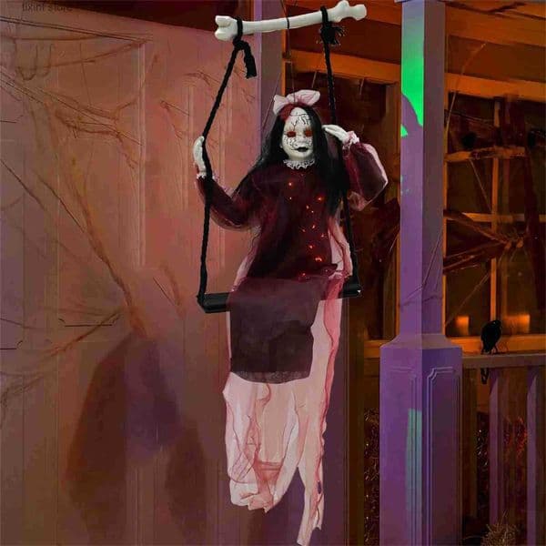 Halloween Swing Girl Purple Female Ghosts Gauzes Hanging Ghosts Indoor And Outdoor Horror Venue Layout Room Escape Props T250903