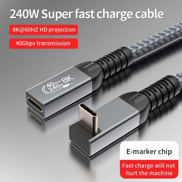 USB4 Cable 40Gbps Data Transfer USB C Cable Supports 240W Fast Charging 8K 60Hz Male to Female for Thunderbolt 3/4 iPhone Laptop