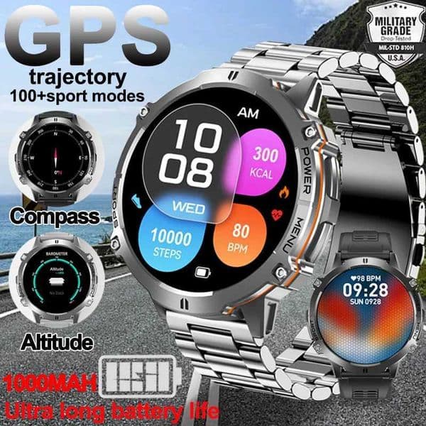 NEW 1000MAH er endurance Sport Smart Watch Men 173inch HD Sn GPS tracker Compass etooth Call Waterproof Smart WatchXJ250903
