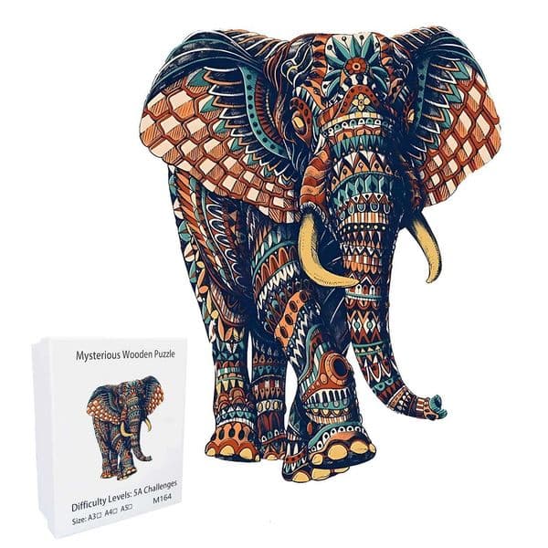 Wooden large puzzle Puzzle Unique Elephant Wooden Puzzle Adult Stress Relief Toys Irregular Animal Shapes Holiday Birthday Gift Tram Toy