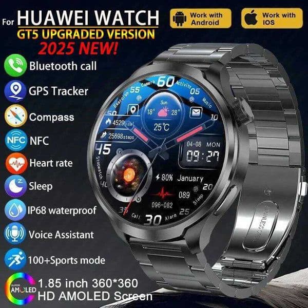 For 185inch Smart Watch Men Sport Waterproof Fitness Heart Rate Watches Compass GPS Track NFC etooth Call SmartwatchXJ250903