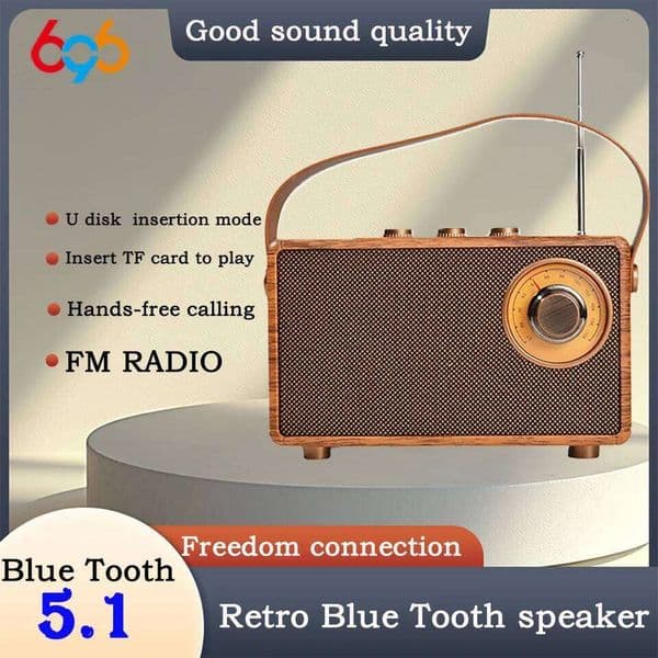 Retro Portable Wireless Blue Tooth Speaker High Quality Powerful Stereo Sound FM Radio Rechargeable MP Player Hands Free Call