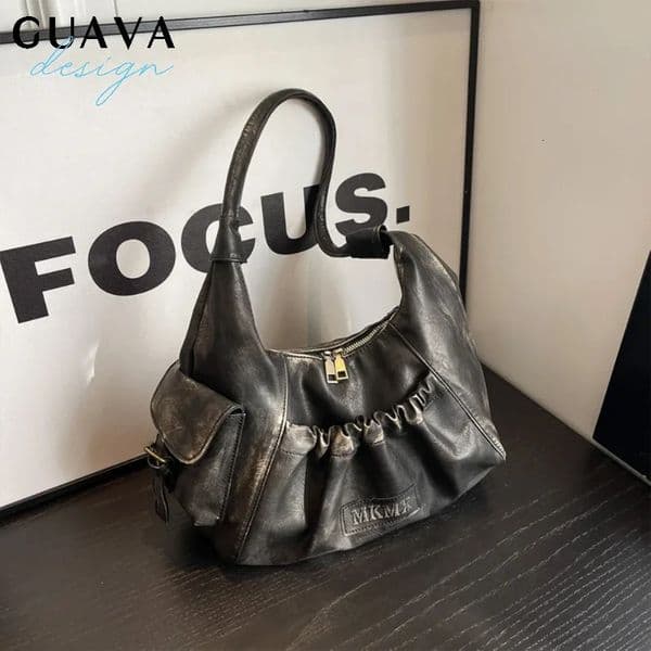 Handbags for Women Fashion Vintage Tote Shoulder Bags Y2K for Cool Girls Purse Casual Retro PU Leather Lady Chic Hand Bag 250902BJ