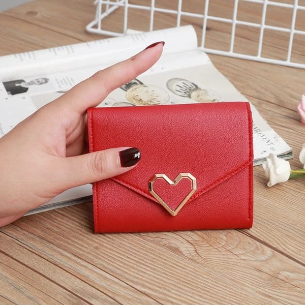 fashionable PVC small wallet for women short Japanese and Korean version heartshaped fresh mini coin purse 250903BJ