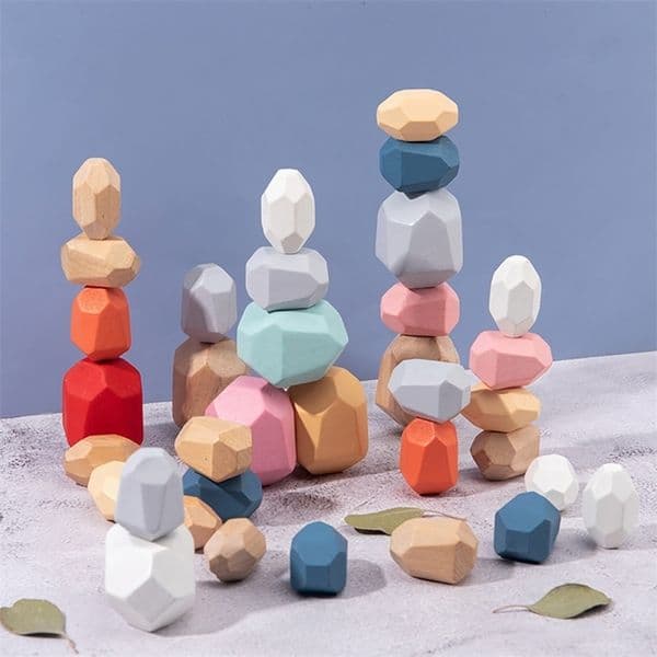 Montessori Wooden Sorting Stacking Rocks Stones Sensory Toddler Toys Learning Toys Building Blocks Game for Kids Birthday Gifts250903wwBJ