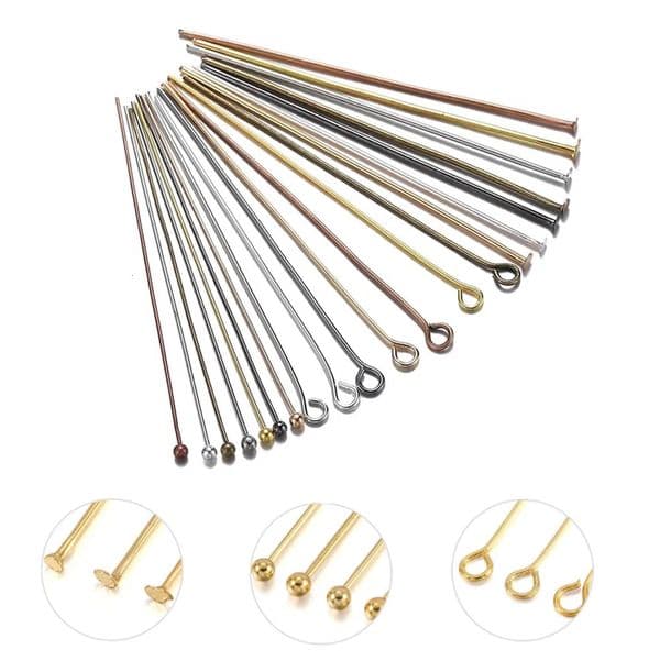 200pcs 1620253035404550mm Flat HeadBall HeadEye Head Pins Metal Headpins For DIY Jewelry Findings Making Accessories 250828