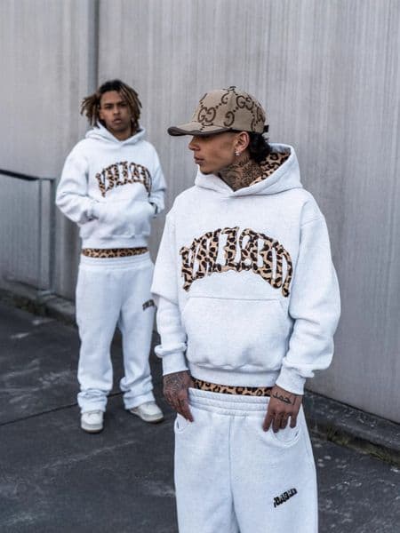 Men's Hoodies Mens Leopard Print Letter Applique Embroidery Hip-Hop Street Casual Pants Unisex Versatile Hoodie