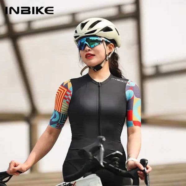 NEW INBIKE Womens Bicycle Shirts Short Sleeve Cycling Jersey Breathable Biking Top Clothing Full Zipper for Riding Pockets Z250903