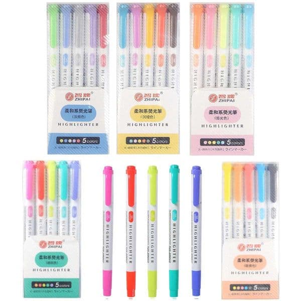 5101525 Colors ZhiPai Highlighters Pen Set Drawing Markers Dual Cute Pen Kawaii Stationery Pastel Highlighter School Supplies X250904